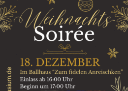 18. Dezember, im Ballhaus "Zum fidelen Anreischken" Einlass ab 16:00 Uhr, Beginn um 17:00 Uhr